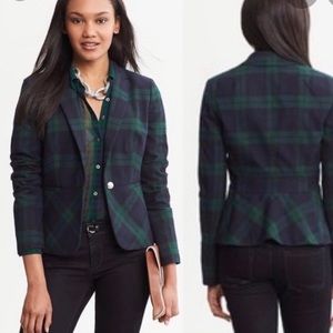 Banana Republic Tartan Plaid Peplum Blazer